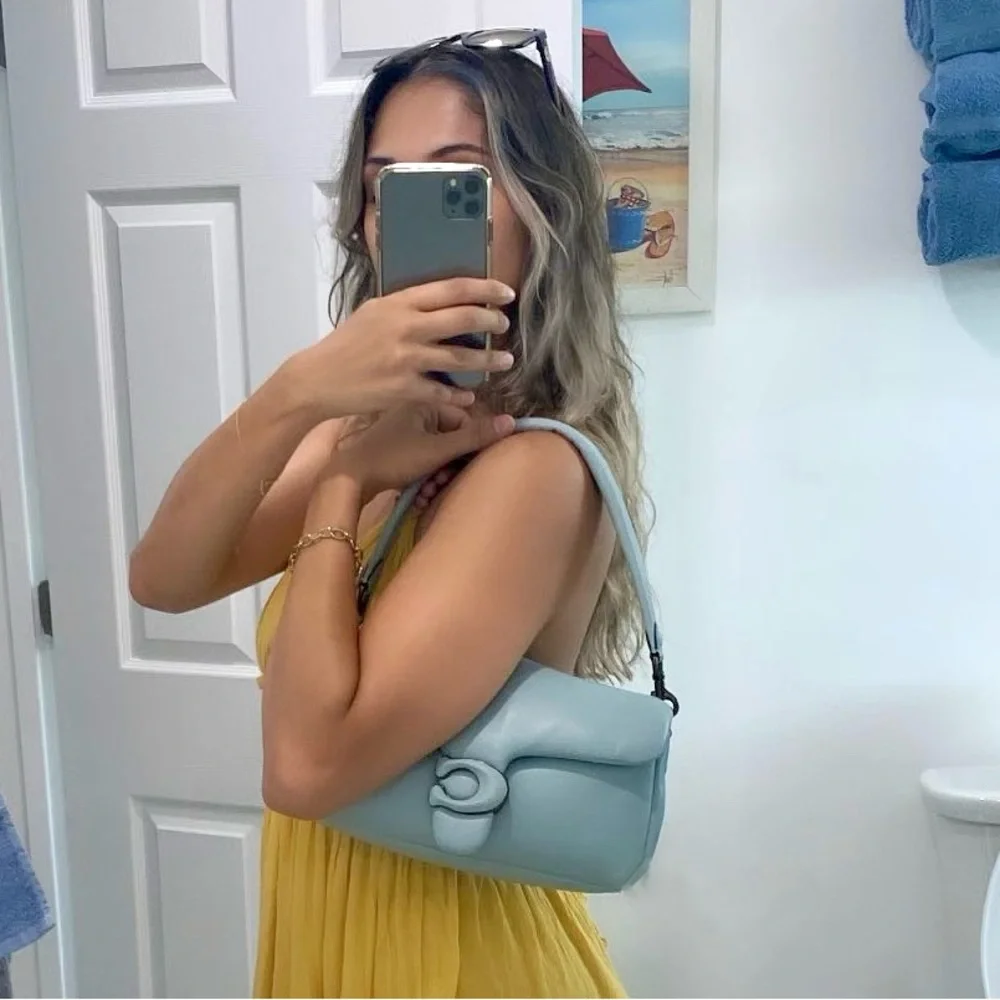 LIGHT BLUE LARGE SIZE COACH PILLOW TABBY - Picture 2 of 9